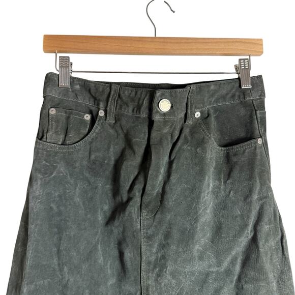 BlankNYC Hunter Green Retro Suede Leather Front Slit Pencil Midi Skirt Size 29 - Picture 7 of 15